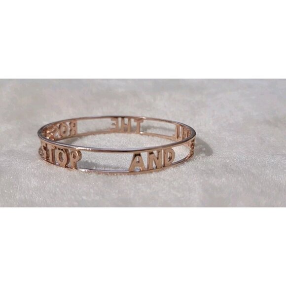 Kate Spade Bracelet Rose Gold Bangle "Stop And Smell The Roses" - Picture 1 of 3